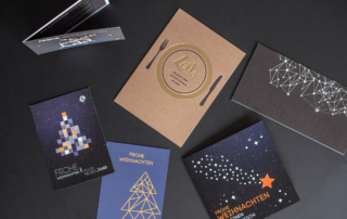 Individuell gestaltete Weihnachtskarten für Unternehmen von Sputnik