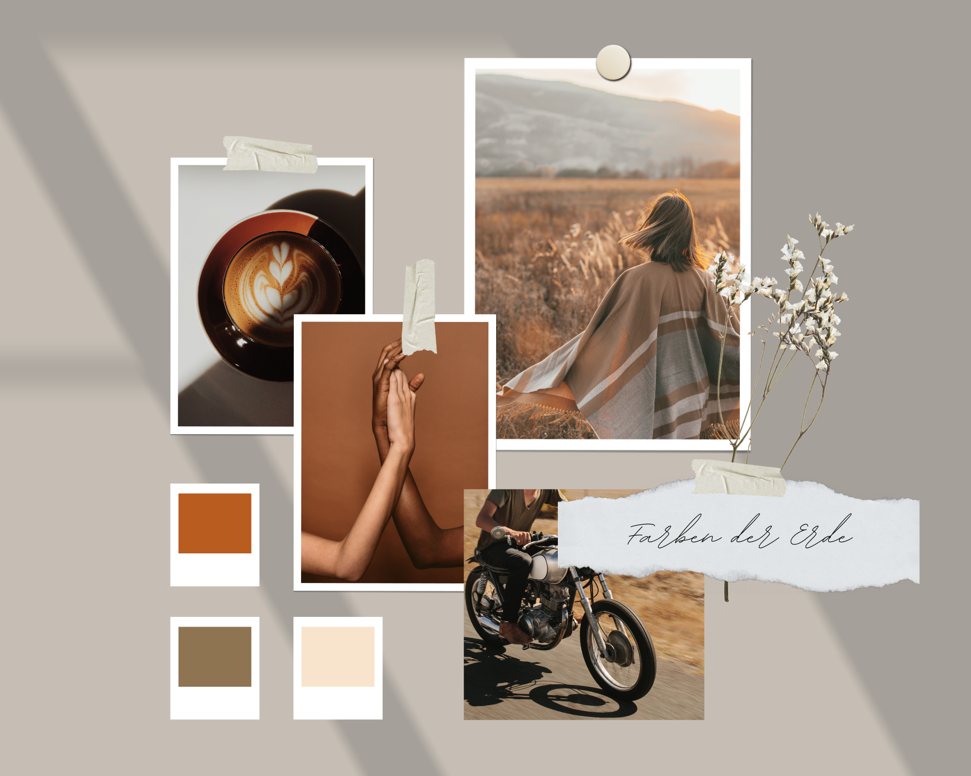 Orange und Grau Realistisch Farbe Inspiration Moodboard Foto-Collage
