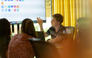Meeting-Situation im Büro, Team bespricht mehrere Veränderungsprojekte gleichzeitig